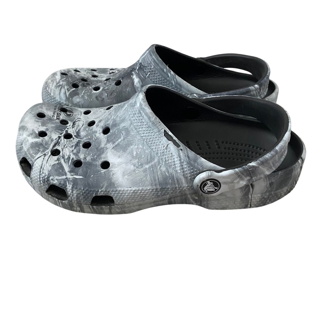 Crocs Classic Clog Mossy Oak Fishing Elements Grey Camo Mens 7 Womens 9